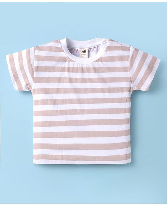 ToffyHouse  Half Sleeves T-Shirt & Dungaree - Tan