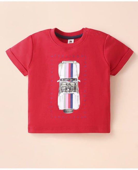 ToffyHouse Half Sleeves  Set With Car Print - Red