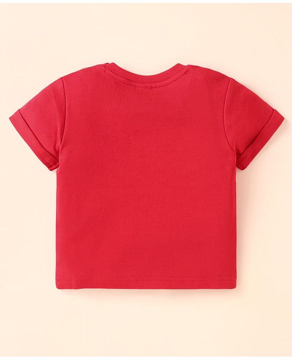 ToffyHouse Half Sleeves  Set With Car Print - Red