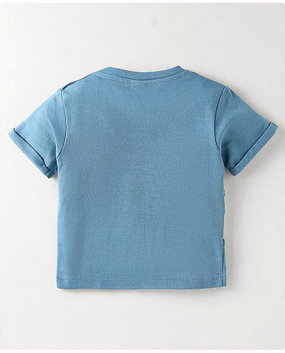 ToffyHouse  Half Sleeves Set With Space Print  - Blue & Golden