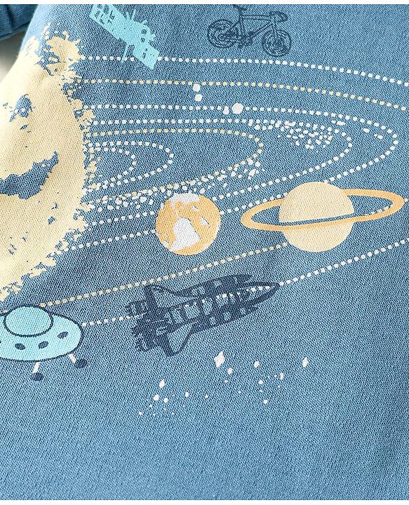 ToffyHouse  Half Sleeves Set With Space Print  - Blue & Golden
