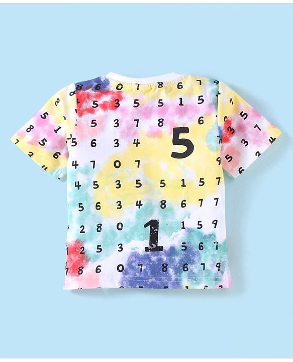 ToffyHouse Half Sleeves Co-ords T-Shirt & Shorts Set with Numbers Print - White