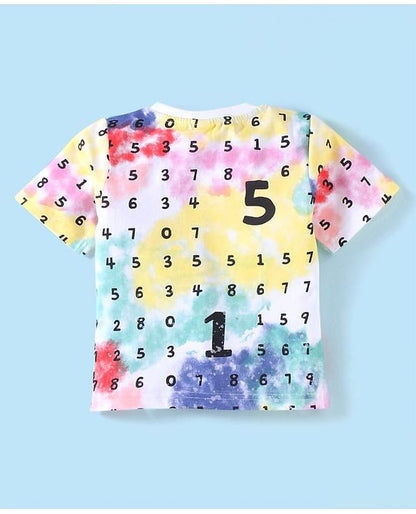 ToffyHouse Half Sleeves Co-ords T-Shirt & Shorts Set with Numbers Print - White