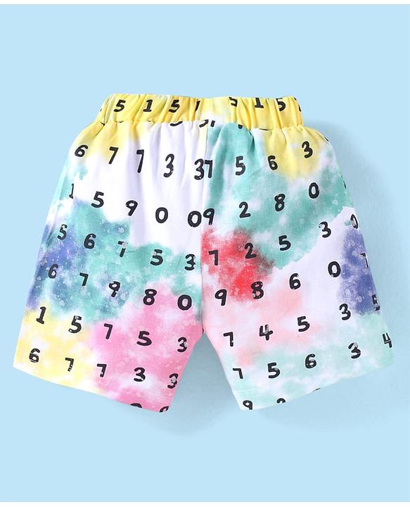 ToffyHouse Half Sleeves Co-ords T-Shirt & Shorts Set with Numbers Print - White