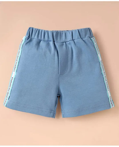 ToffyHouse Cotton Knit Half Sleeves T-Shirt & Shorts Set With Elephant Print - Blue
