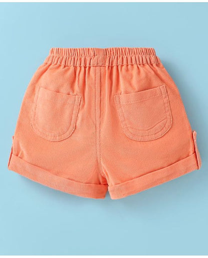 ToffyHouse Half Sleeves T-Shirt & Shorts Set With Boat Print - White & Orange