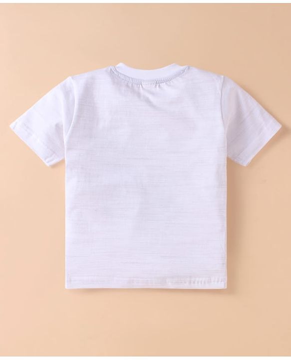 ToffyHouse  Half Sleeves T-Shirt & Shorts Set with Animal Print - White & Blue