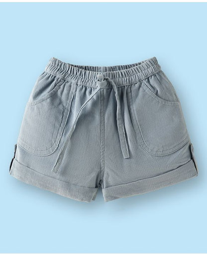 ToffyHouse  Half Sleeves T-Shirt & Shorts Set with Bear Patch & Stripes - Grey
