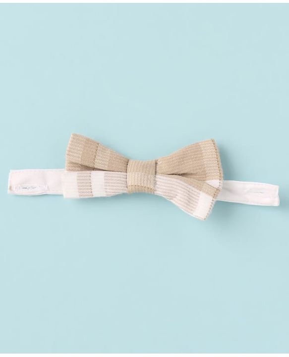 ToffyHouse Half Sleeves Printed Shirt & Shorts With Bow & Suspender - White & Tan