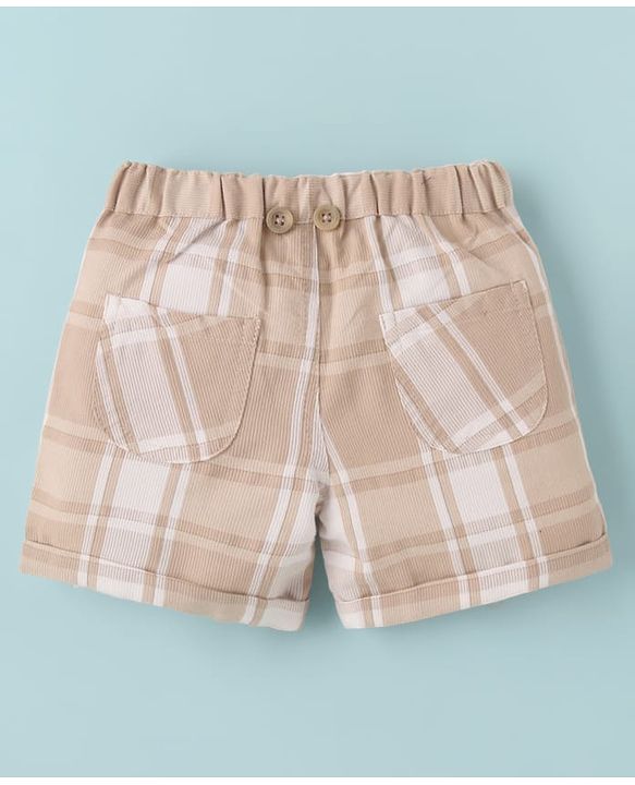 ToffyHouse Half Sleeves Printed Shirt & Shorts With Bow & Suspender - White & Tan