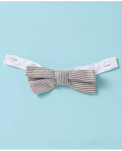 ToffyHouse Half Sleeves Printed Shirt & Shorts With Bow Suspender & Hat - White & Sand