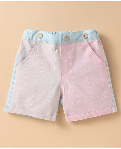 ToffyHouse Half Sleeves Solid Shirt &  Shorts Set with Suspender & Bow Tie - White & Pink