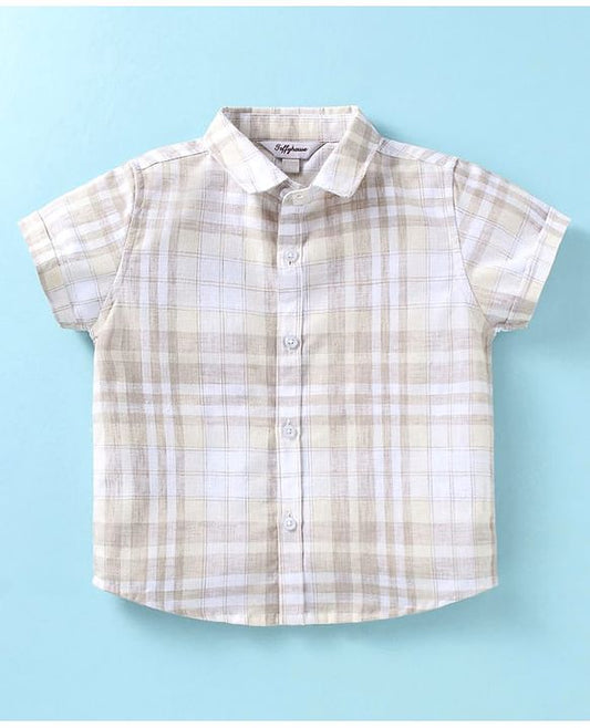 ToffyHouse Half Sleeves Shirt & Shorts Set with Bow & Suspender - Tan Cream