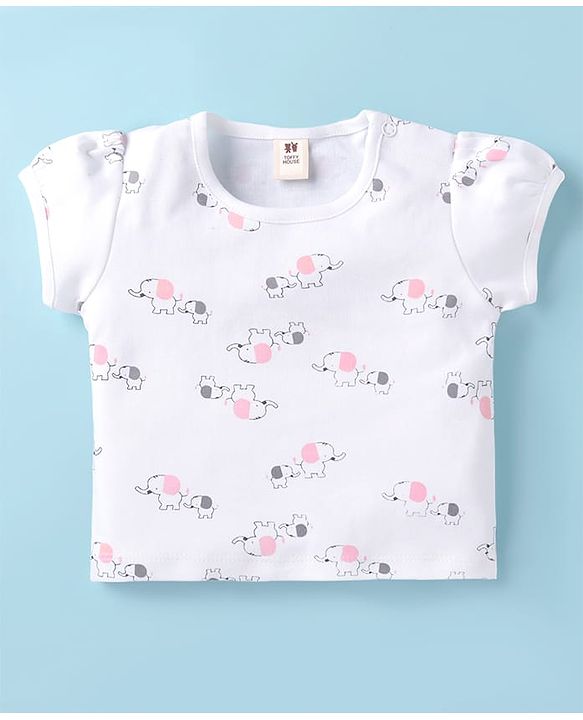 ToffyHouse  Top & Dungaree style Romper Animal & Text Embroidery & Patch - Pink