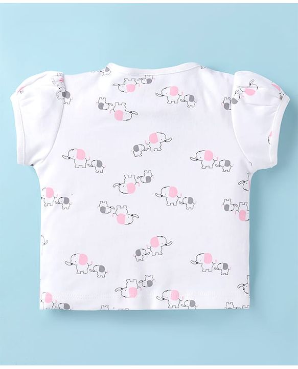 ToffyHouse  Top & Dungaree style Romper Animal & Text Embroidery & Patch - Pink