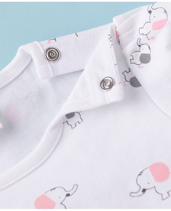 ToffyHouse  Top & Dungaree style Romper Animal & Text Embroidery & Patch - Pink