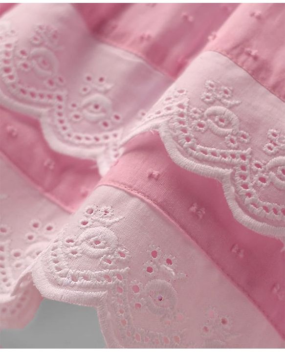ToffyHouse Sleeveless Frock With Lace Detailing & Bow Applique - Pink