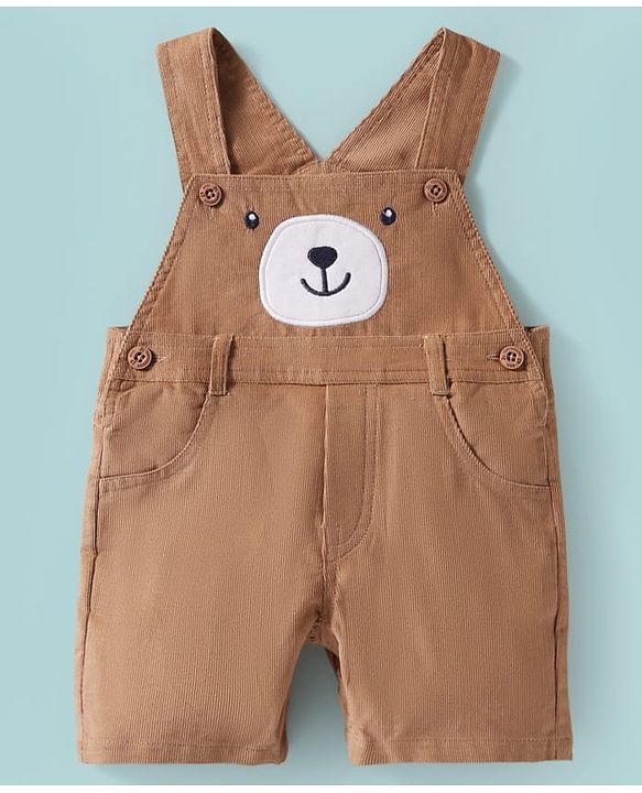 ToffyHouse Half Sleeves T-Shirt & Dungaree - Light Brown