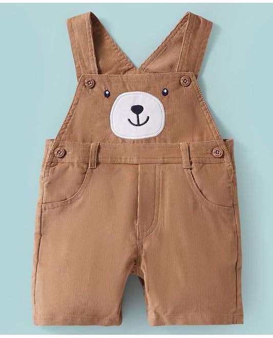 ToffyHouse Half Sleeves T-Shirt & Dungaree - Light Brown