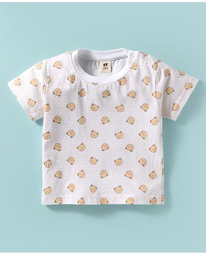ToffyHouse Half Sleeves T-Shirt & Dungaree - Light Brown