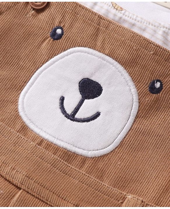 ToffyHouse Half Sleeves T-Shirt & Dungaree - Light Brown