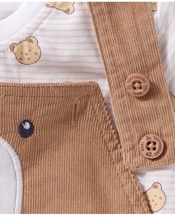 ToffyHouse Half Sleeves T-Shirt & Dungaree - Light Brown