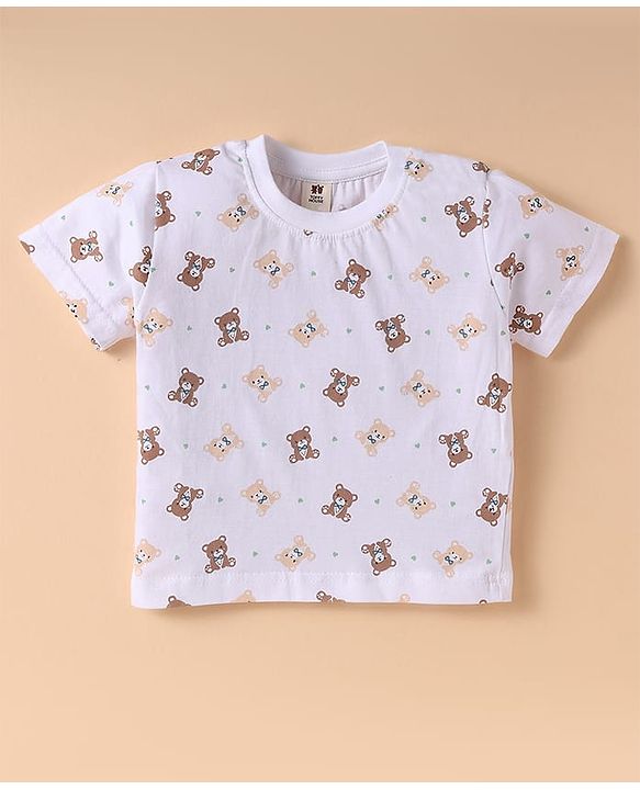 ToffyHouse  Half Sleeves T-Shirt & Dungree with Bear Print & Applique - Mint