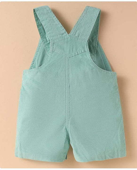 ToffyHouse  Half Sleeves T-Shirt & Dungree with Bear Print & Applique - Mint