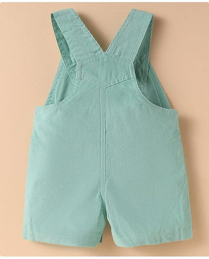 ToffyHouse  Half Sleeves T-Shirt & Dungree with Bear Print & Applique - Mint