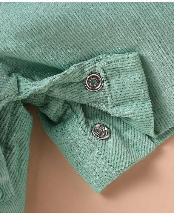 ToffyHouse  Half Sleeves T-Shirt & Dungree with Bear Print & Applique - Mint