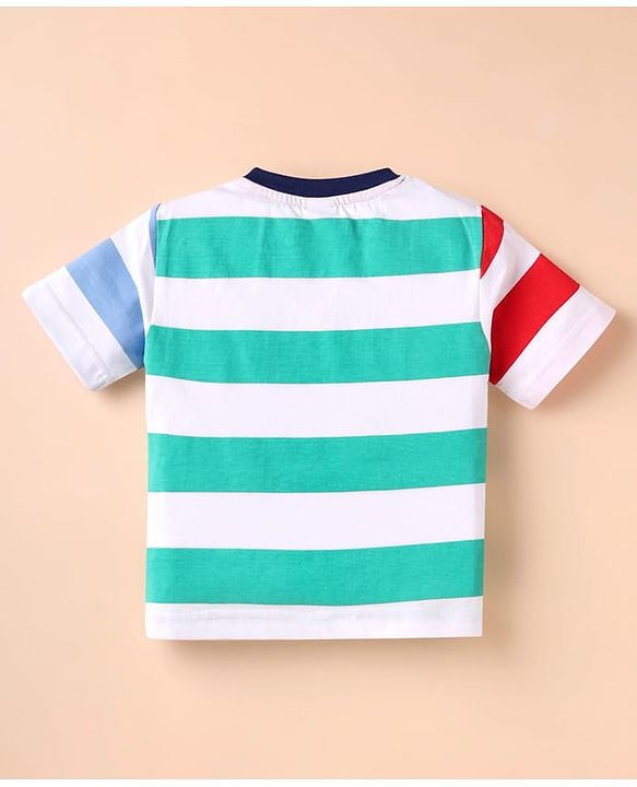 ToffyHouse  Half Sleeves T-Shirt & Shorts Set Vehicle Print - Navy Blue Light Green & Light Blue