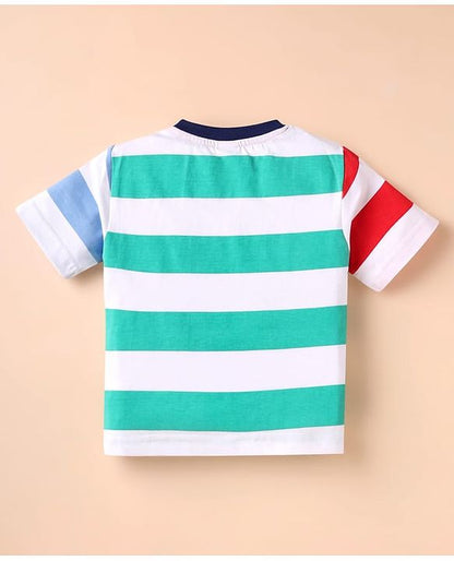 ToffyHouse  Half Sleeves T-Shirt & Shorts Set Vehicle Print - Navy Blue Light Green & Light Blue