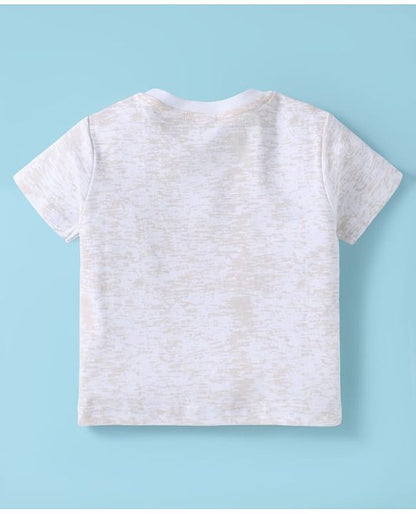 ToffyHouse Half Sleeves T-Shirt & Shorts Set with Vehicle Print - Beige & White