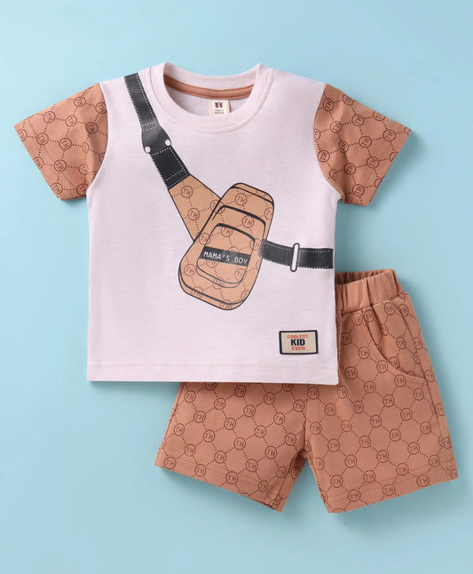 ToffyHouse  Half Sleeves  T-Shirt & Shorts Set - White