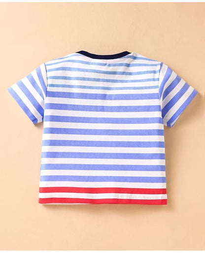 ToffyHouse  Half Sleeves Striped T-Shirt & Shorts Set  - Light Blue
