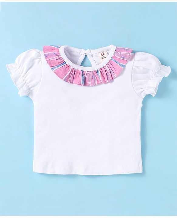 ToffyHouse  Half Sleeves Dungaree & T-Shirt with Stripes - Pink & White