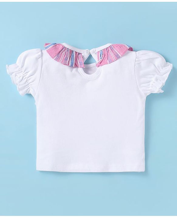 ToffyHouse  Half Sleeves Dungaree & T-Shirt with Stripes - Pink & White