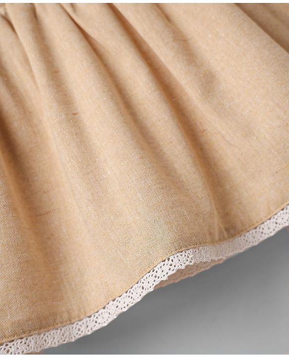 ToffyHouse Frill Sleeves Solid Color Frock With Bloomer - Tan