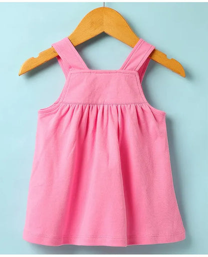 ToffyHouse Woven Frock & Half Sleeves Inner Tee With Bunny Print - Pink & White