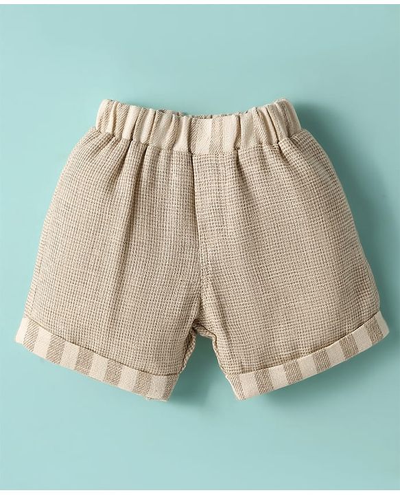 ToffyHouse Half Sleeves Set With Attached Waistcoat - Beige & White