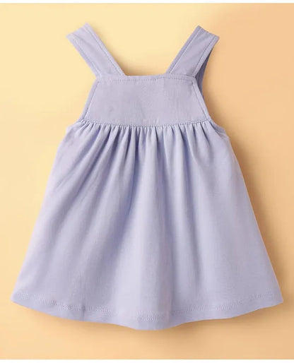 ToffyHouse Knitted Floral Printed & Embroidered Frock with Half Sleeves Inner Tee - Lavender & White