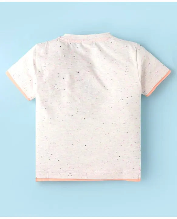 ToffyHouse Single Jersey Knit Half Sleeves T-Shirt with Awesome Little Kid Text Print - Cream