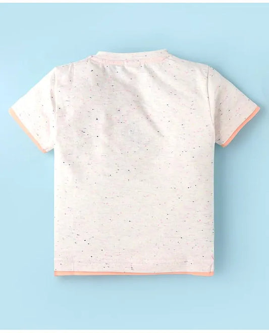 ToffyHouse Single Jersey Knit Half Sleeves T-Shirt with Awesome Little Kid Text Print - Cream