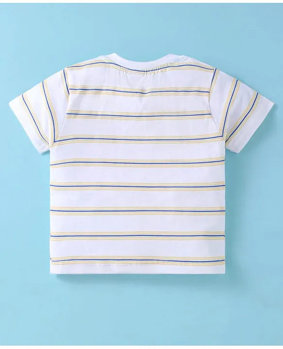ToffyHouse Interlock Knit Half Sleeves T-Shirt & Shorts Set With Friends Print - White