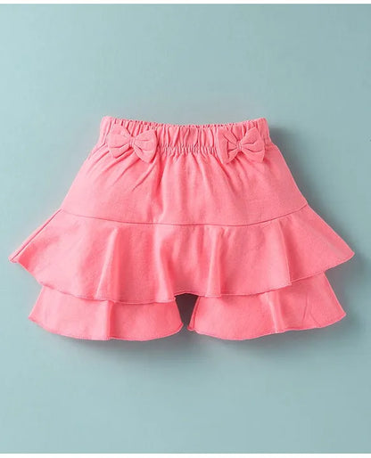 ToffyHouse Knit Half Sleeves Top & Shorts Set With Floral Print & Applique - Pink