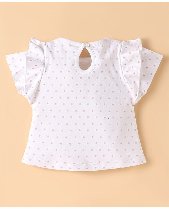 ToffyHouse Half Sleeves Top & Denim Shorts Set - Blue & White