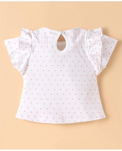 ToffyHouse Half Sleeves Top & Denim Shorts Set - Blue & White