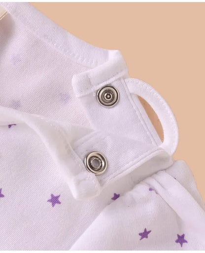 ToffyHouse Half Sleeves Star Print T-Shirt With Checked Dungaree - Purple