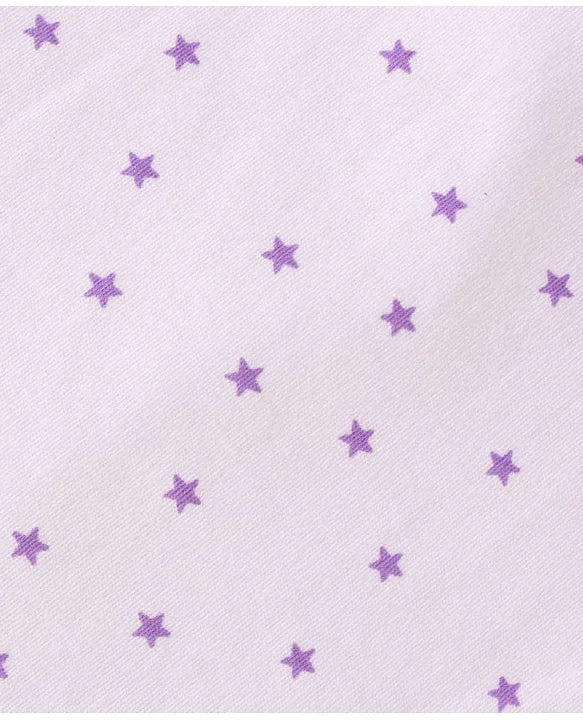 ToffyHouse Half Sleeves Star Print T-Shirt With Checked Dungaree - Purple