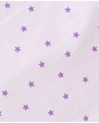 ToffyHouse Half Sleeves Star Print T-Shirt With Checked Dungaree - Purple